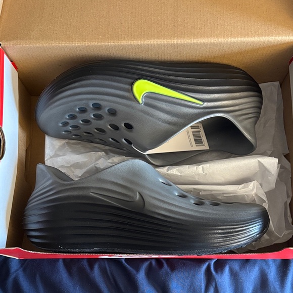 Nike Other - Nike Men’s Black Foam Clog with Neon Green Swoosh